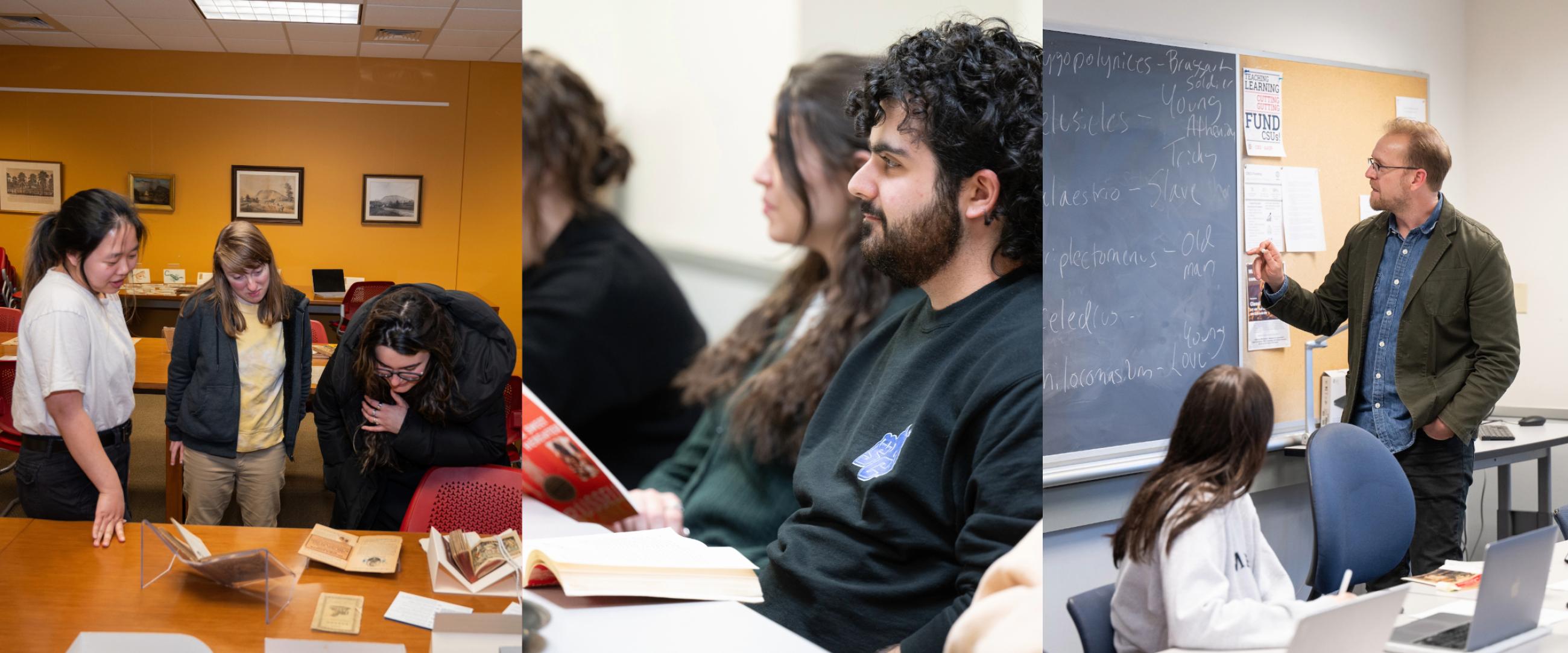 Collage of English students and a professor