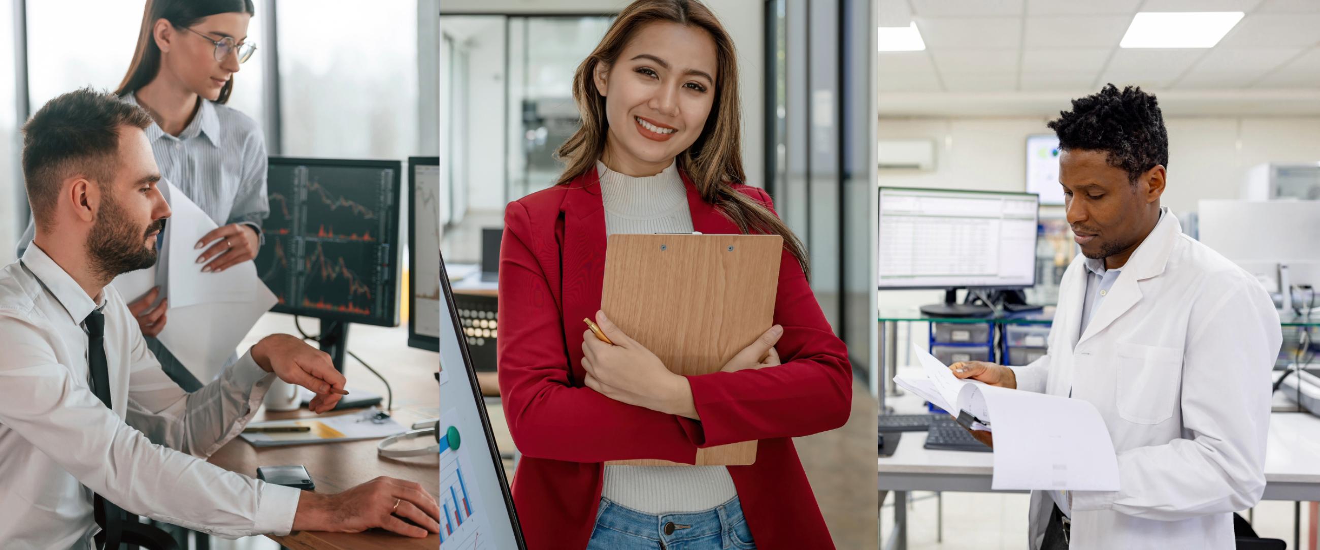 Collage of professionals in the business field