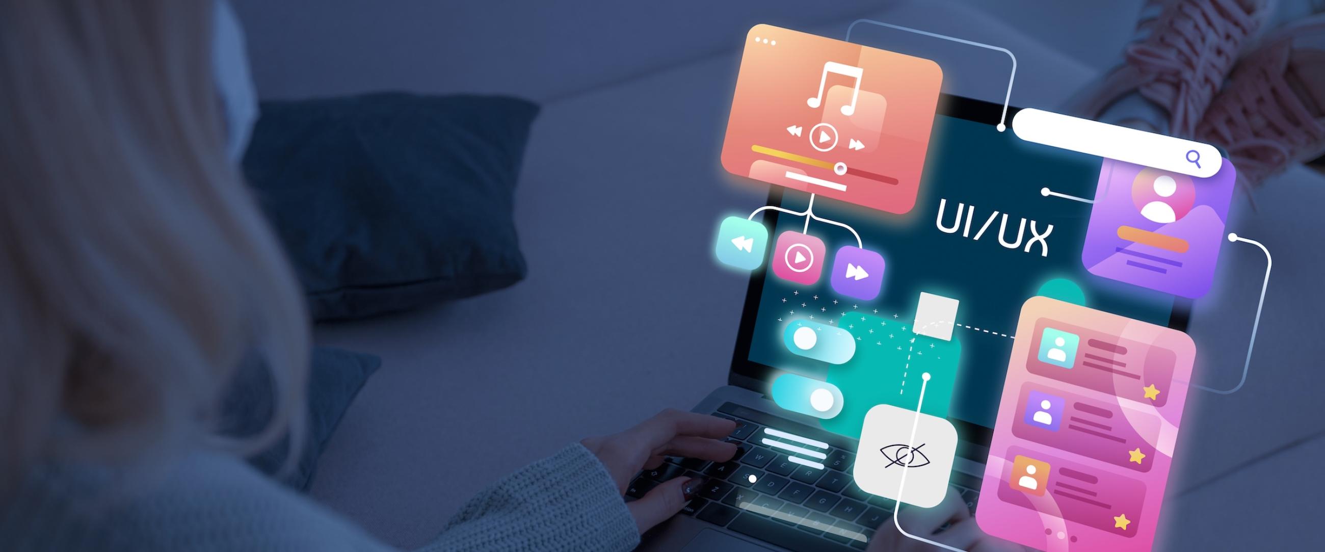 User interface components on a screen