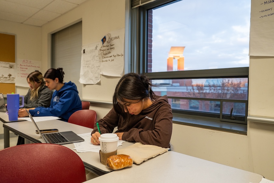 Students studying English in class