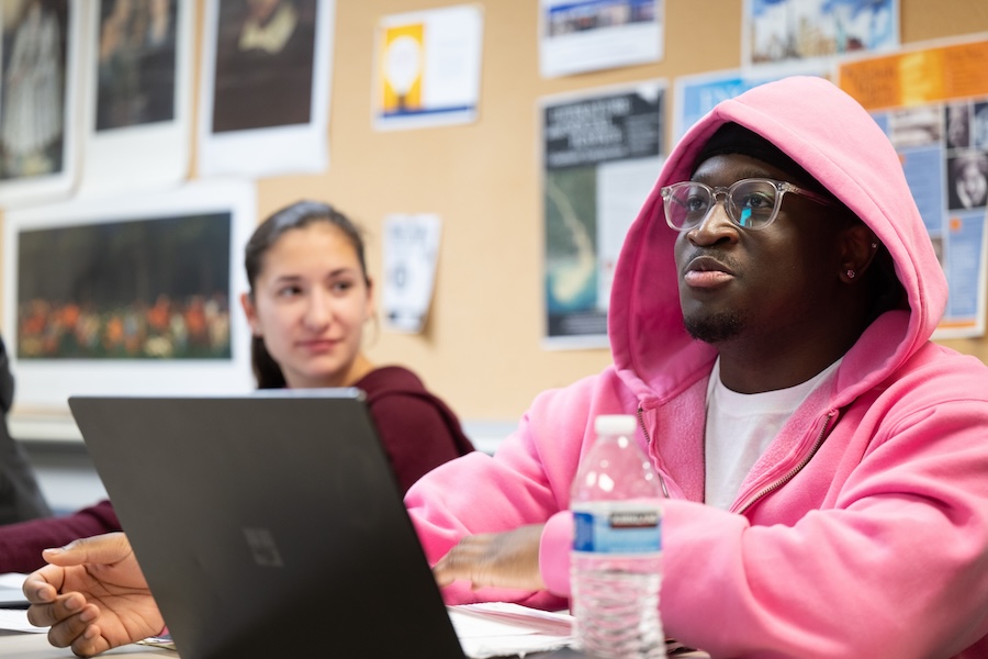 Two students at an English class