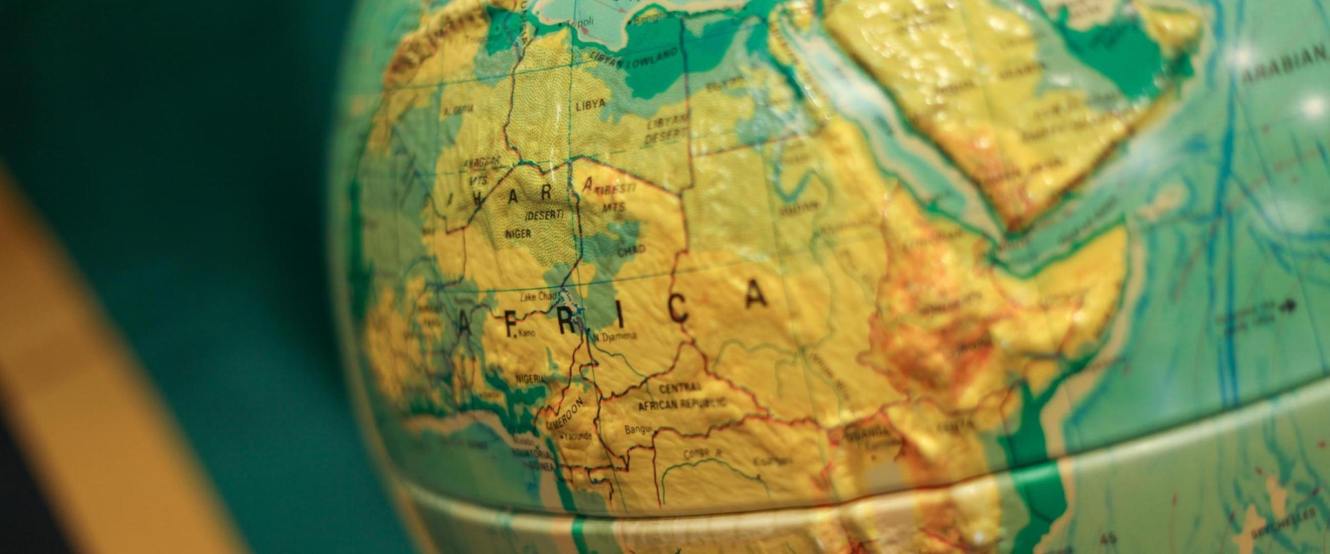 Globe with map of Africa